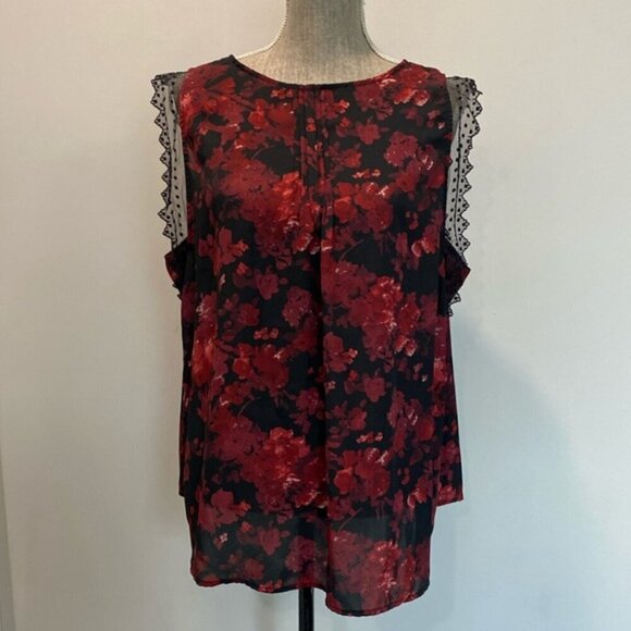 Red Floral Sleeveless Top Size xlarge - Picture 5 of 12